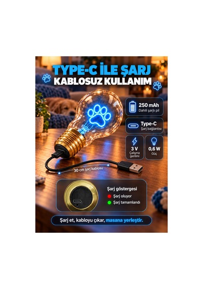 Pati Şeklinde Neon Dekoratif Masa Lambası Ampul Şeklinde Yeni Nesil Aydınlatma Sevimli Pati Çok Renkli