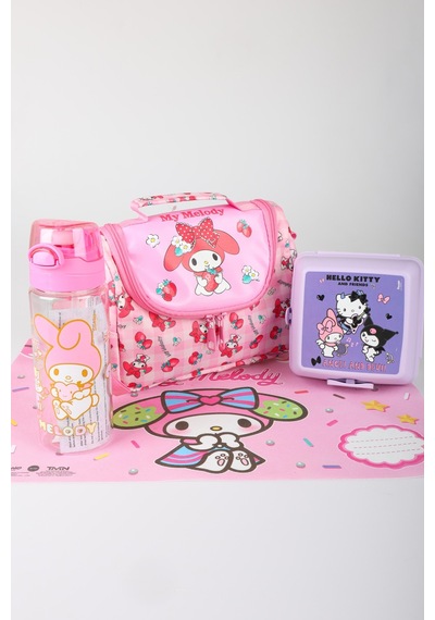X Dekomus Lisanslı My Melody Sweet Berry Collection Termoslu Beslenme Çantası,beslenme Kabı,matara,beslenme Örtüsü Seti Açık Gri