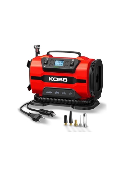 Ayrex Kobb Kb301 Dijital Lastik Şişirme Pompası, 12v/220v, 150 Psı, 35l/dk Hava Akışı, Led Ekran, Siyah, 1.6kg Diğer