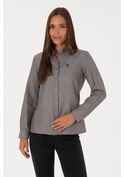 U.S. Polo Assn. Kadın Gri Uzun Kollu Basic Gömlek 50316711-VR024
