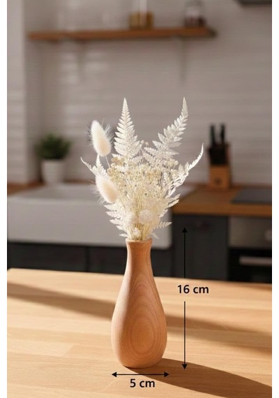 Ayrex Ahşap Vazo Yolanda Küçük Dekoratif Saksı 16 Cm Genel
