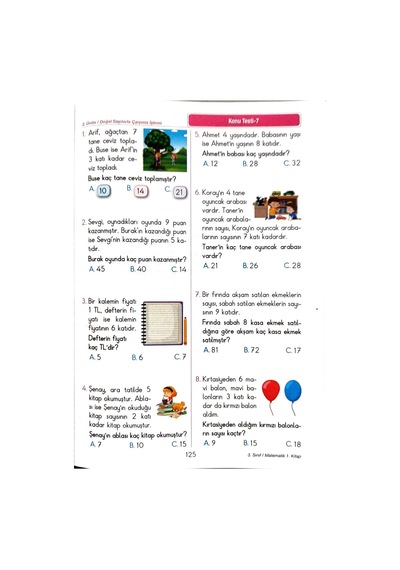 3.sınıf Matematik 1.dönem - Etkinlikli Çalışma Ve Soru Bankası Kitabı