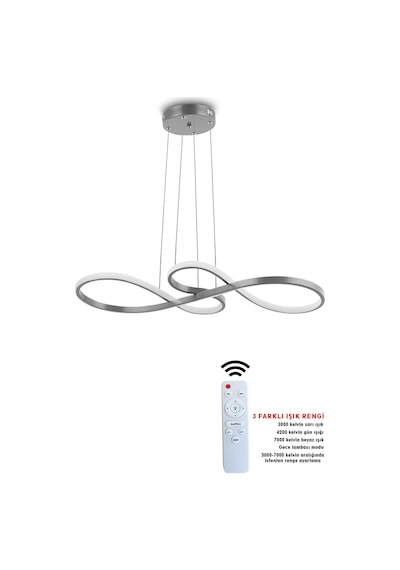 Modern Yol Led Avize Orjinal Kaplama - 3 Renk Kumandasız - Krom Krom