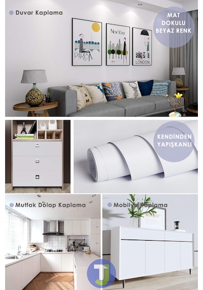 Technojet Kendinden Yapışkanlı Mat Renkli Mutfak Banyo Tezgah Duvar Dolap Ve Masa Kaplama 60cmx300cm 001