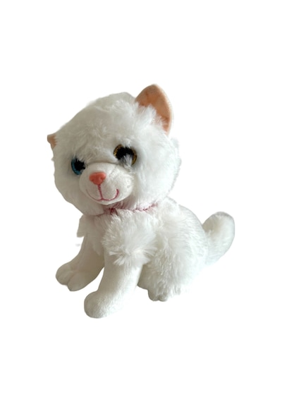 Sesli Ayakta Miyavlayan 28 Cm Peluş Kedi Oyuncak - Beyaz Beyaz