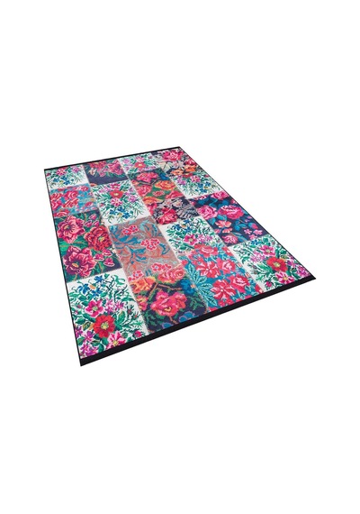 Patchwork Desen Dokuma Pamuk Taban Dijital Dekoratif Halı Beyaz