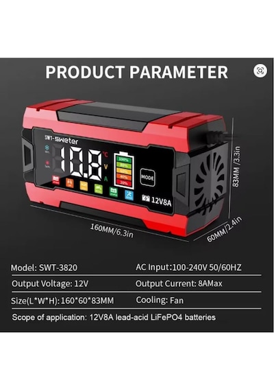 Auhma Aoc11 12v 8a Dijital Ekranlı Akıllı Akü Şarj Ve Onarım Cihazı
