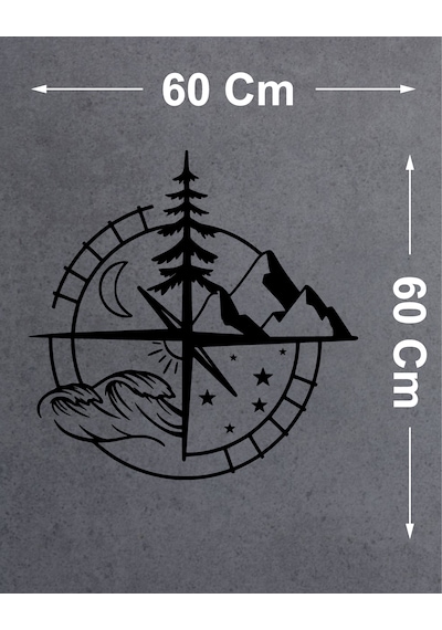 Pusula Dağ Orman Deniz Sticker - Araba Off Road 4x4 Karavan Motosiklet Sticker -00208 60x60 Cm