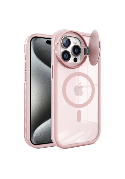 Apple Uyumlu   iPhone 14 Pro Max Kılıf Teleskop Lens Magsafe Silikon Kapak - Pembe