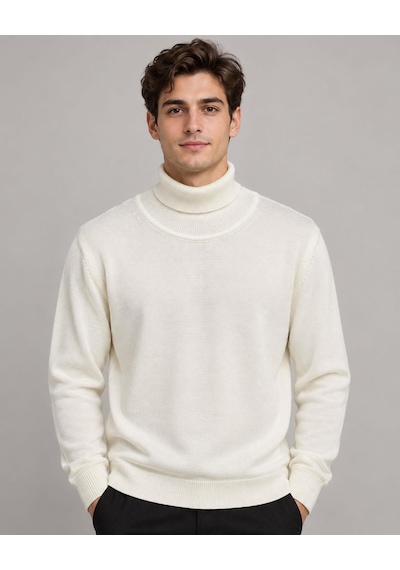 Classics Men Huffa Erkek Slim Fit Boğazlı Erkek Triko 7430 Ekru