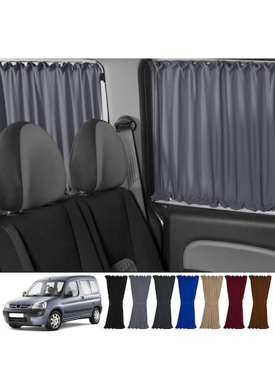 Pandami Peugeot Partner 1996-2008 Uyumlu Gri Raylı Oto Perde Takımı