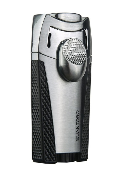 Quantoro 2 Torch Pürmüz Gümüş-siyah Metal Puro Çakmağı - Trz1038