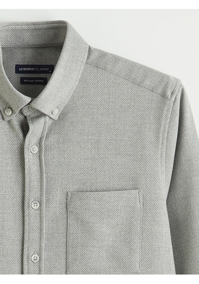 Lcwaıkıkı Classic Gri Regular Fit Armürlü Erkek Gömlek