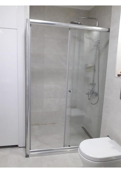 Nokta Duşakabin Teknesiz Cam Duşakabin Düz 1 Sabit 1 Sürgülü Nd112 Şeffaf