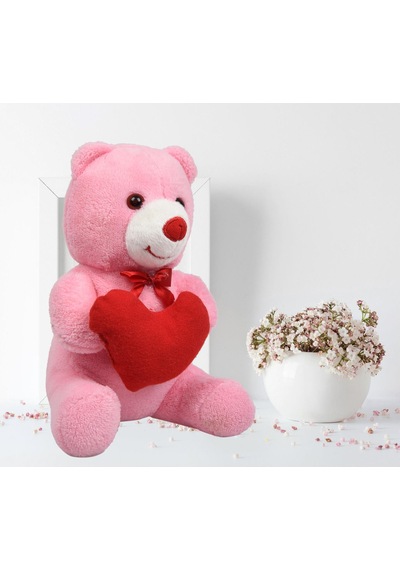 Sevdiklerinize Özel Kalp Tutan. Şirin Peluş Ayıcık - 30 Cm Beyaz