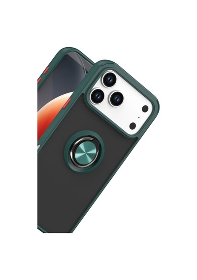 Apple iPhone Uyumlu 17 Pro Max Montreal Yüzüklü Silikon Kapak - Yeşil Bzsxx00 1