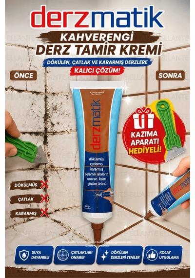 Kahverengi Derz Tamir Kremi 360 Gr Fayans Ve Seramik Derz Yenileyici Çatlak, Dökülen Ve Kararmış