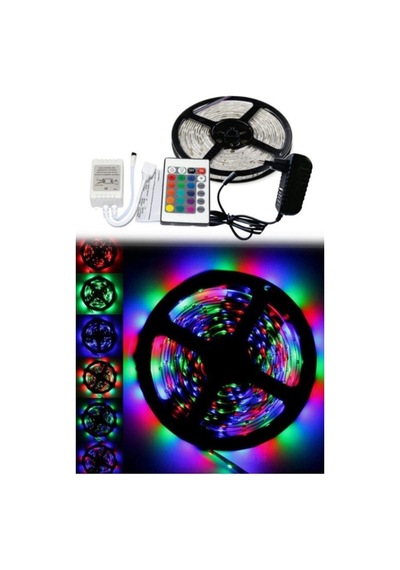 Şerit Led - Animasyonlu, Tak Çalıştır. Kumandalı, Trafolu, Yapışkan, Rgb 5 Metre Karışık