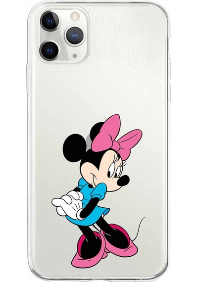 Apple Uyumlu iPhone 11 Pro Kapak Minnie Mouse Tasarımlı Şeffaf Silikon Kılıf Şeffaf