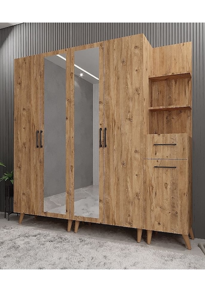 Açelya Portmanto Vestiyer Ayakkabılık Çam M1 200cm Montaj Dahil