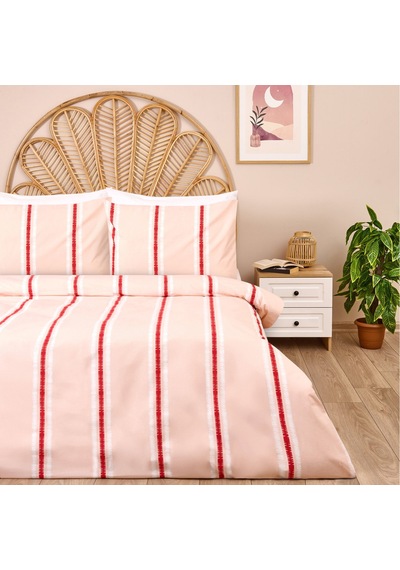 Soft Strisce Çift Kişilik Nevresim Takımı - Taş / Kiremit Renkli