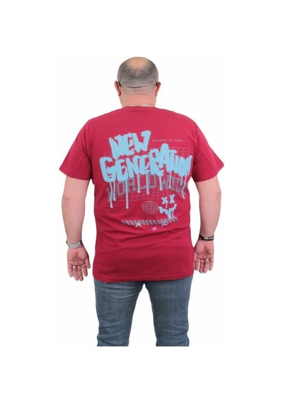 Starbattal Erkek Büyük Beden Sıfır Yaka Tişört New Generation 24130 Bordo-Bordo