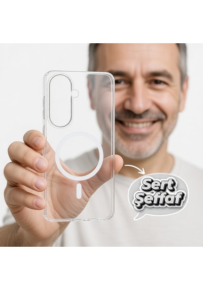 Samsung Uyumlu Galaxy S26 Plus Sert Kılıf Kamera Korumalı Kablosuz Şarj Şeffaf London Pc Kapak