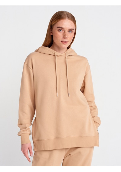 Dilvin 40401 Yanları Fermuarları Sweat Camel