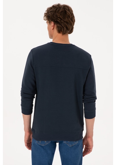 U.S. Polo Assn. Erkek Bisiklet Yaka Regular Fit Açık Lacivert İnce Sweatshirt 50315455-VR059