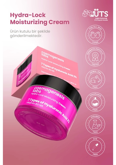 Cosmogenesis Labs Yoğun Nemlendirici Yüz Kremi 50ml – Su Bazlı Aydınlatıcı Ton Eşitleyici Vegan (%2 Hyaluronik Asit)