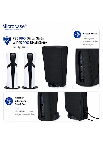 Microcase Ps5 Pro İçin Su Toz Kir Çizik Koruma Kılıfı Al5642 Siyah