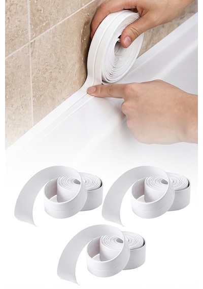 3'lü Su Sızdırmaz Lavabo Küvet Kenar Bandı Yapışkanlı Banyo Mutfak Sızdırmaz Bant 3 m