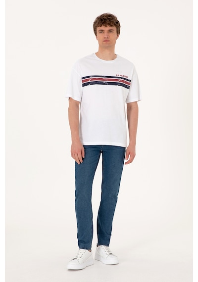 U.S. Polo Assn. Erkek Comfort Fit Beyaz Bisiklet Yaka Tişört 50306912-VR013