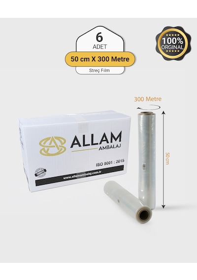 1 Koli 6 Adet Eşya Mobilya Sarma Koruma Şeffaf Ambalaj Palet Streci 50cm X 300mt