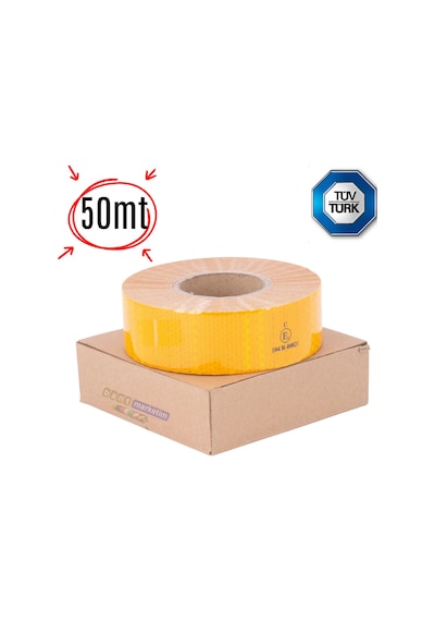 Reflektör Reflektif Petekli Şerit Bant 5 Cm X 50 Metre Sarı Tdrtr