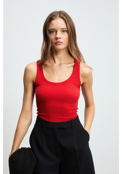 Ethıquet Lıllesol Kadın Fitilli Görünümlü Slim Fit Vücuda Oturan Havuz Yakalı Pamuklu Basic Kırmızı Ethıquet Lıllesol Kadın Fitilli Görünümlü Slim Fit Vücuda Oturan Havuz Yakalı Pamuklu Basic Kırmızı