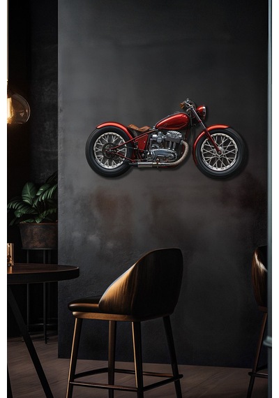 Kırmızı Motor Renkli Metal Tablo