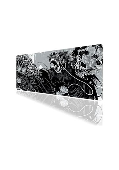 Tribal Ejder Temalı Oyun Gaming Klavye Mouse Pad Masa Matı 70x30cm Kaymaz Kauçuk Taban Dikişli Kenar