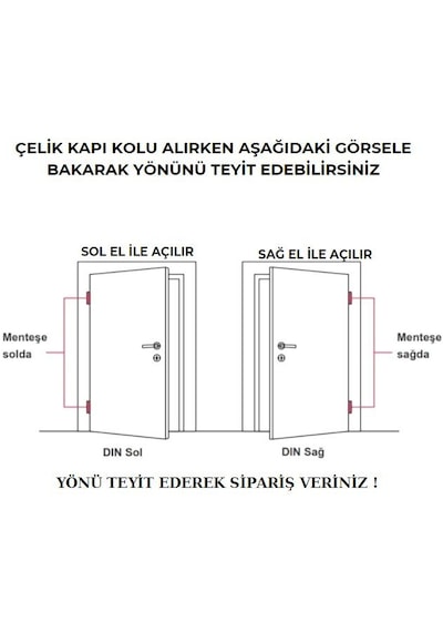Mat Siyah Çelik Kapı Kolu Osmanlı Aynalı Daire Giriş Kapı Kolu Sol Aşağı Basar 1 Adet Tek Yön