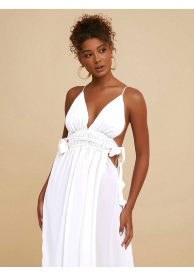 Fashion Cocktail İp Bağlama Askılı Yan Dekolteli Bağcık Fiyonk Pamuklu Maxi Uzun Tatil Beach Yazlık Elbise Beyaz Fashion Cocktail İp Bağlama Askılı Yan Dekolteli Bağcık Fiyonk Pamuklu Maxi Uzun Tatil Beach Yazlık Elbise Beyaz