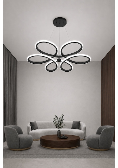 Niva Led Sarkıt Avize Beyaz Işık Siyah