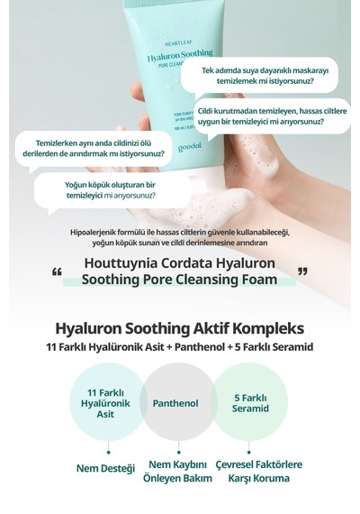 Gözenekleri Temizleyen Köpük Goodal Houttuynia Cordata Hyaluron Soothing Pore Cleansing Foam