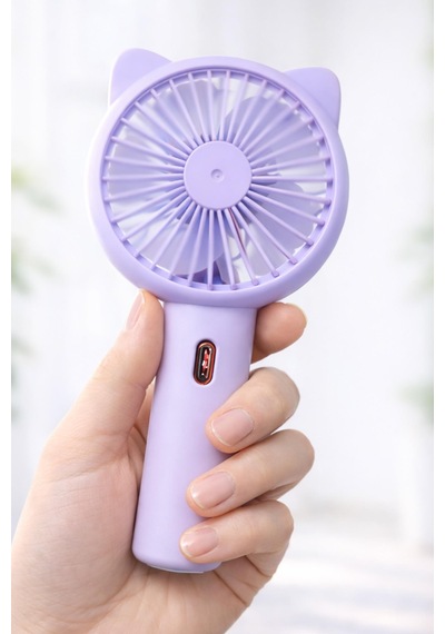 3 Modlu Şarjlı El Fanı 3 Kademe Seyahat Masaüstü Vantilatör Taşınabilir Mini Fan Mor F136