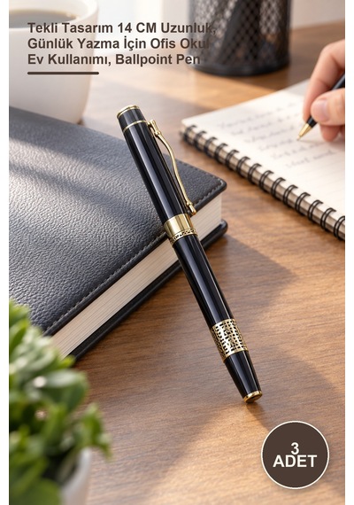 3 Adet Tükenmez Kalem Alk4087 Tekli Tasarım 14 Cm Uzunluk, Günlük Yazma İçin Ofis Okul Ev Kullanımı, Ballpoint Pen 1