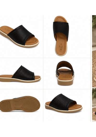 N Napa Shoe Np.1204.siyah Deri Terlik