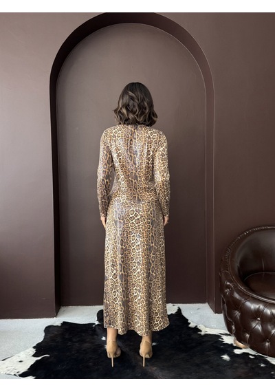 Verymoda Leopar Desenli Etek Günlükten Geceye Şıklık Koyu Leopar