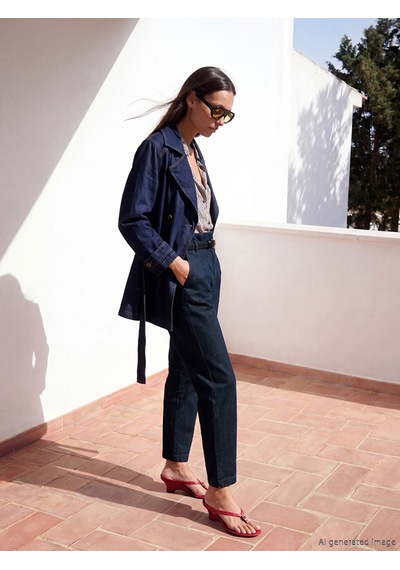 Lcwaıkıkı Classic İndigo Beli Kemerli Slim Mom Kadın Jean Pantolon