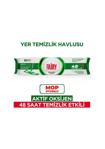 Power Wipes Mop Uyumlu Yer Temizlik Havlusu 50 Yaprak Beyaz Sabun Beyaz Sirke & Karbonat 48 Saat Temizlik Etkili