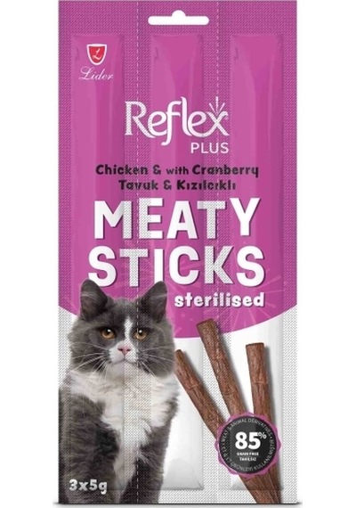 Reflex Plus Tavuk Ve Kızılcıklı Kısırlaştırılmış Stick Kedi Ödül Maması 5 Gr 3 Lü