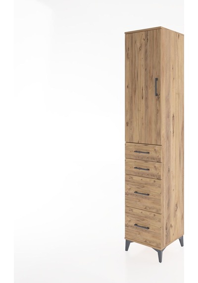 Hyperion Dolap 2 Raflı 4 Çekmeceli Tek Askılı 44x44x221 Çam-çam Çam